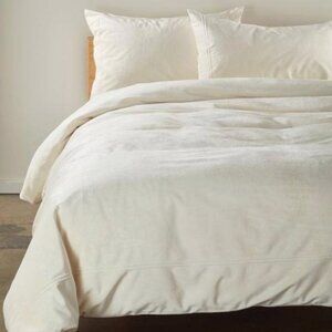 NWT Rachel Parcell Ivory Velvet Frame Duvet Cover Set - Queen